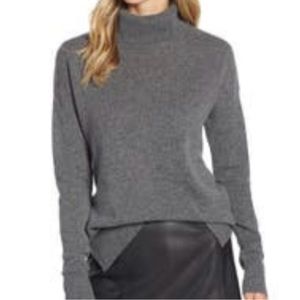 NEW, NWT Nordstrom Halogen 100% Cashmere Turtleneck Sweater Grey Dark Heather ❄️
